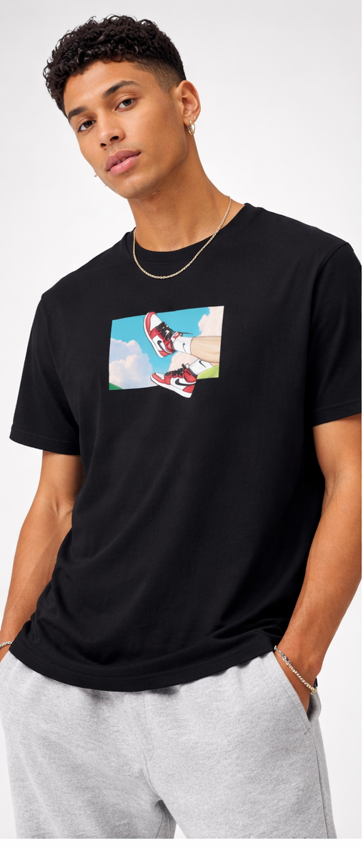 Sky Kicks Black T-Shirt