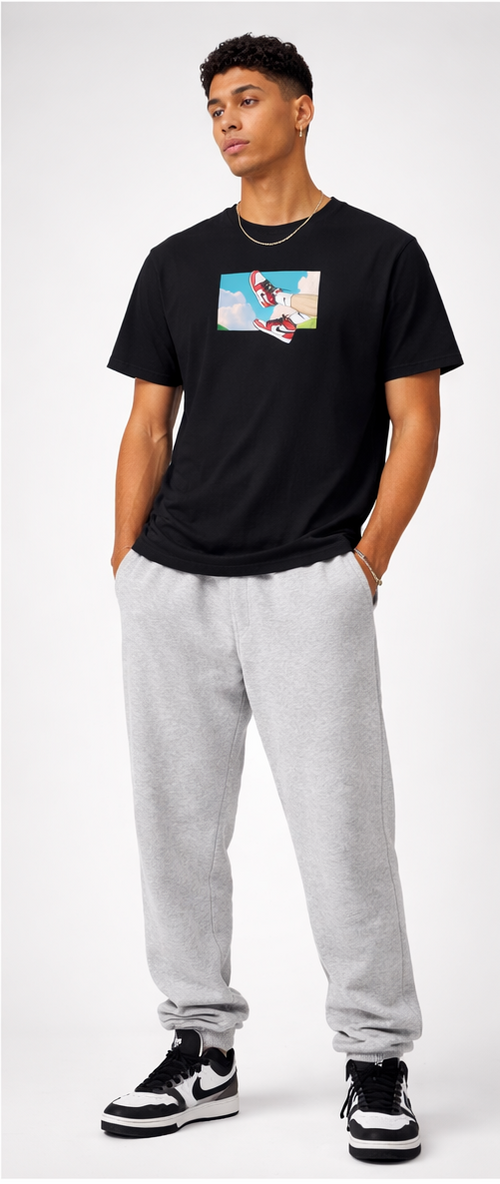 Sky Kicks Black T-Shirt